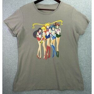 Women’s Size Small Sailor Moon T-Shirt Gray Graphic Anime Tee 18x26